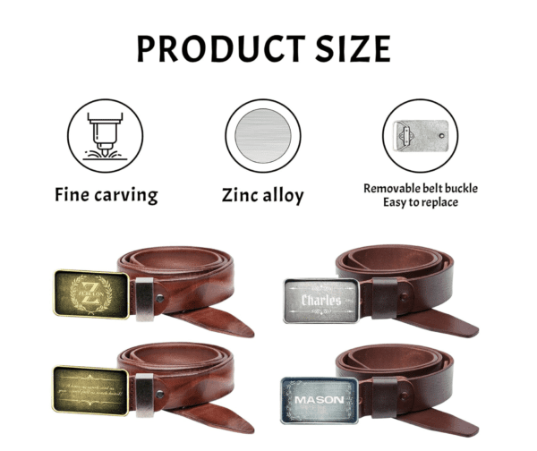 A product size of fine carving, zinc alloy and the removable buckle.